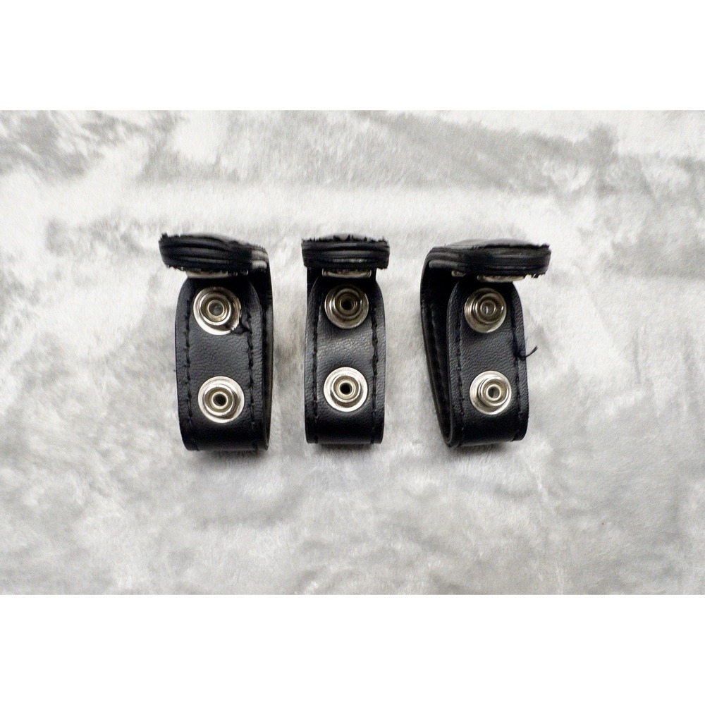 Black Leather Utility Belt Keepers Police Tactical Double Snap Qty‎ Three